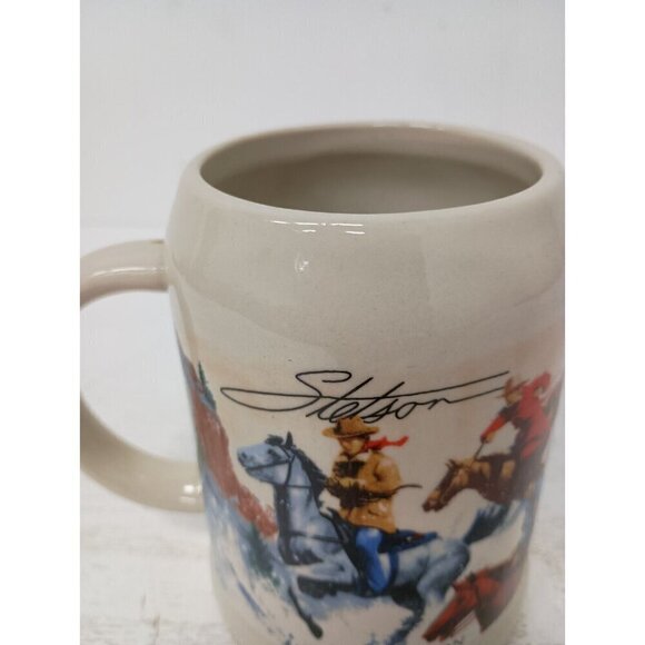Vintage Stetson Limited Edition Cowboys Winter Scene Large Beer Stein Mug - Picture 2 of 12
